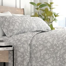 Kaycie Gray Fashion 4 Piece Ultra Soft 100 Microfiber Rose Gray Bed Sheet Set