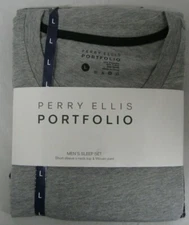 NEW Perry Ellis Portfolio Men's Sleep Set - Large Grey/ Plaid  Retail $60 (1059)