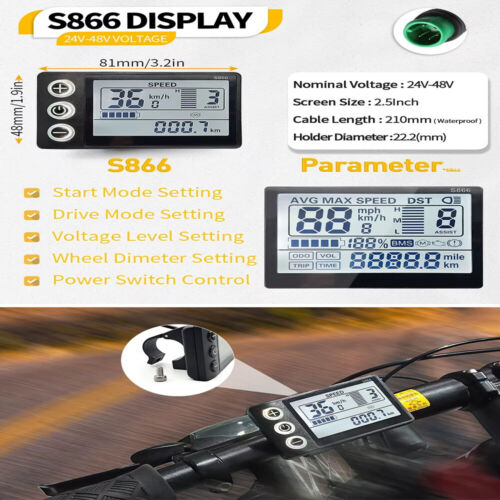 EBike 36V/48V 17-30A Controller+S866 Display&Light Brake PAS for350W-1000W Motor - Picture 8 of 28