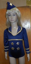 Metallic Gold Foil Navy 3/4 Sleeve Dance Costume Bars Stars Patriotic w/ Hat NWT