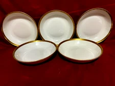 Royal Bayreuth Bavaria Gold Rim Grapes & Leaves Set Of 5 Soup Bowls 7"