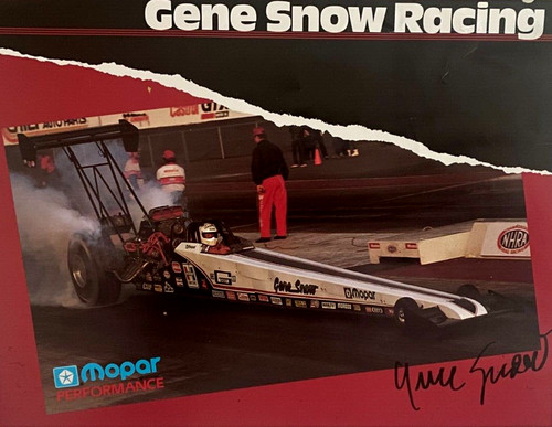 NHRA AHRA MOPAR PERFORMANCE RARE SIGNED DRAG RACING VTG GENE SNOW POSTCARD