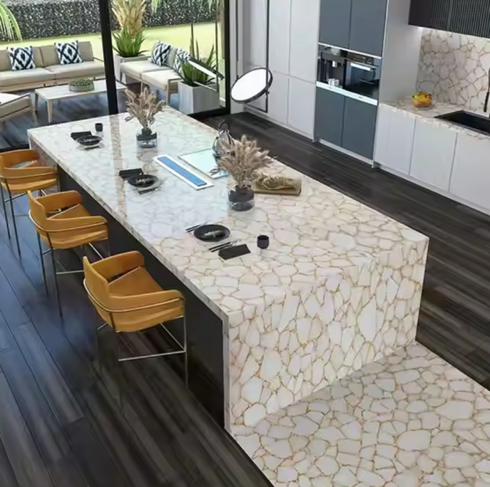 30x48 White Quartz Dining Tabletop Handmade Kitchen Slab Home Decor