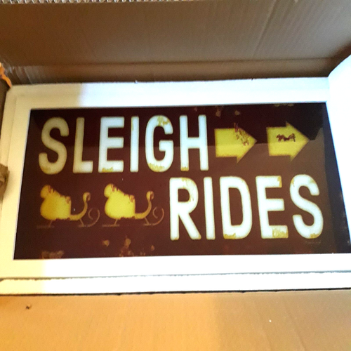 Home Reflections Illuminated Christmas Shadow Box Sign SLEIGH RIDES 18” x 10" - Picture 1 of 10