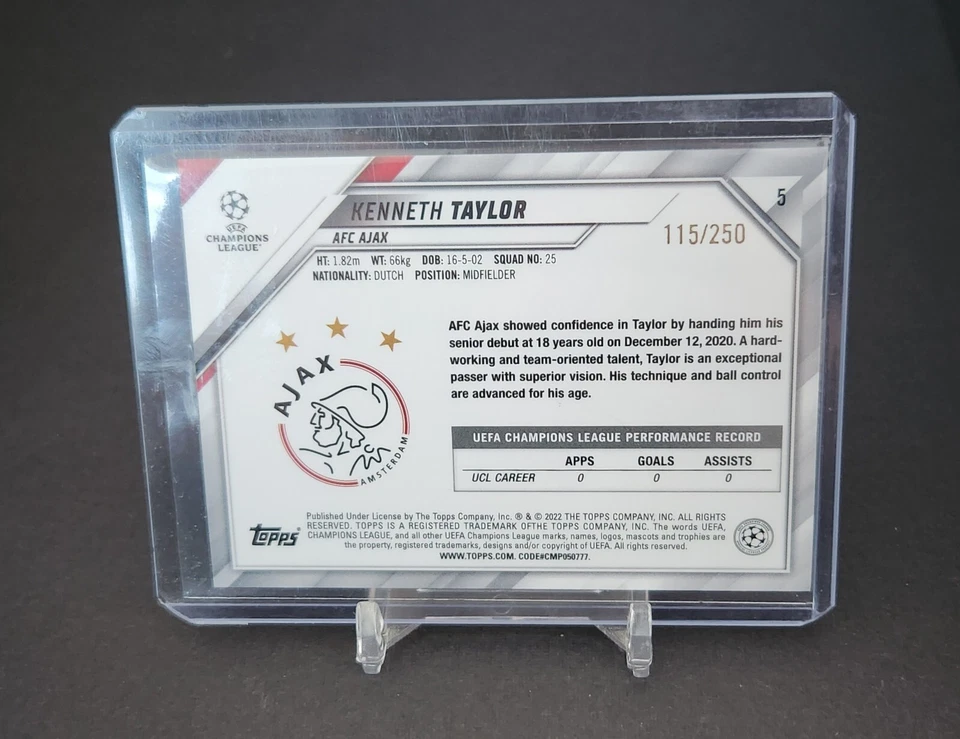 2021-22 Topps UCL Collection Yellow Foil /250 Kenneth Taylor #5 - Image 2 of 3