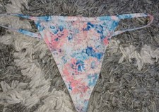 Vs pink cotton v-string panty brand new size small multi floral