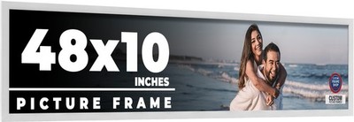48x10 Frame White Real Wood Picture Frame Width 0.75 inches | Interior Frame Dep