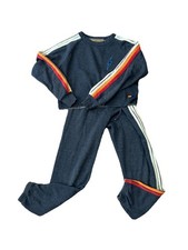 Aviator Nation Blue Rare Bandier Rainbow Stripe Sweatshirt Jogger Pants Set XS