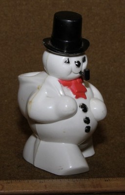 Vintage 1950's Rosbro Christmas Frosty The Snowman Candy Container Figure w/Pipe