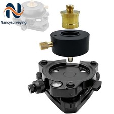 New Black Tribrach With Optical Plummet Rotating Adapter 5/8"x11 Mount With Lock