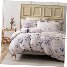 100 Long-Staple Cotton Duvet Cover Set King 104"x90" Light Gray Pink Feilo 