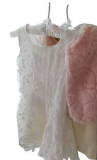 3 Teile Kunstpelz +Kleider Gr 116/122 festlich Abendkleid Blumenfee Blumenkinder
