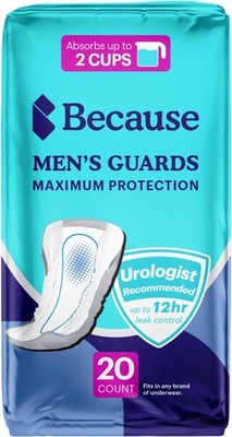 20 Count (Pack of 1), Because Premium Guards for Men - 20 Pack Discreet,...
