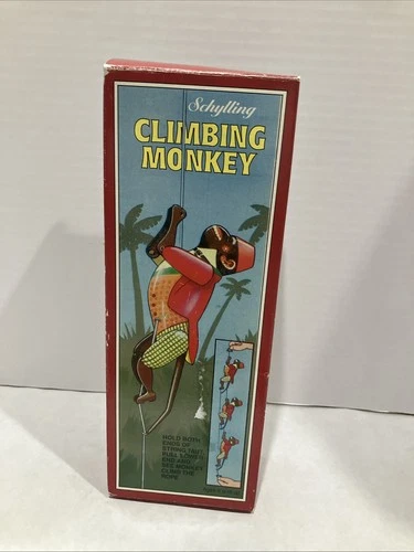 Vintage Schylling "Climbing Monkey" Tin Litho Toy