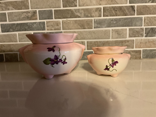 2 Original Violet Pots, 2 Piece Self Watering African Violet Pots. Cute Set.