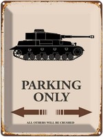 Blechschild 40X30 Cm Panzer Parking Only Deko Geschenk Metall Schild