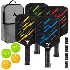 Pickleball Paddles Set of 4, Carbon Fiber Pickle Ball Paddle Set, Lightweight...