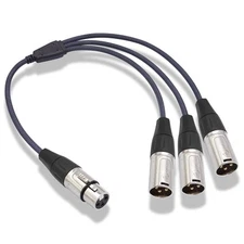 XLR 3 Way Splitter Cable Devianl 1 Female to 3 Male XLR Split Balanced Microp...