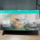 Anchor Hocking Wexford VINTAGE Berry Fruit Bowl Set of 4 Clear Cut Glass 5.25”