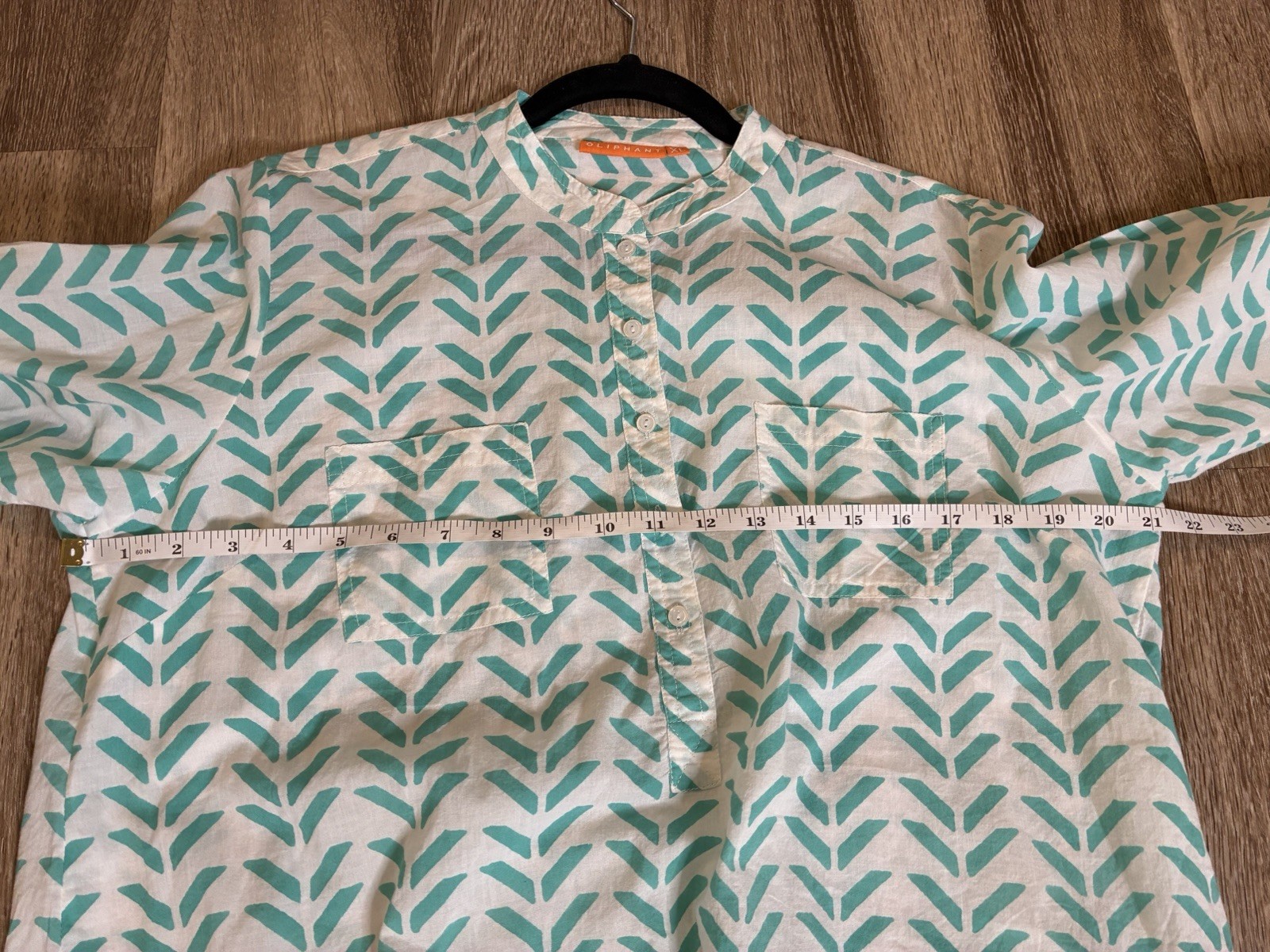 Oliphant Blue White Pattern Button Down Blouse Ro… - image 5