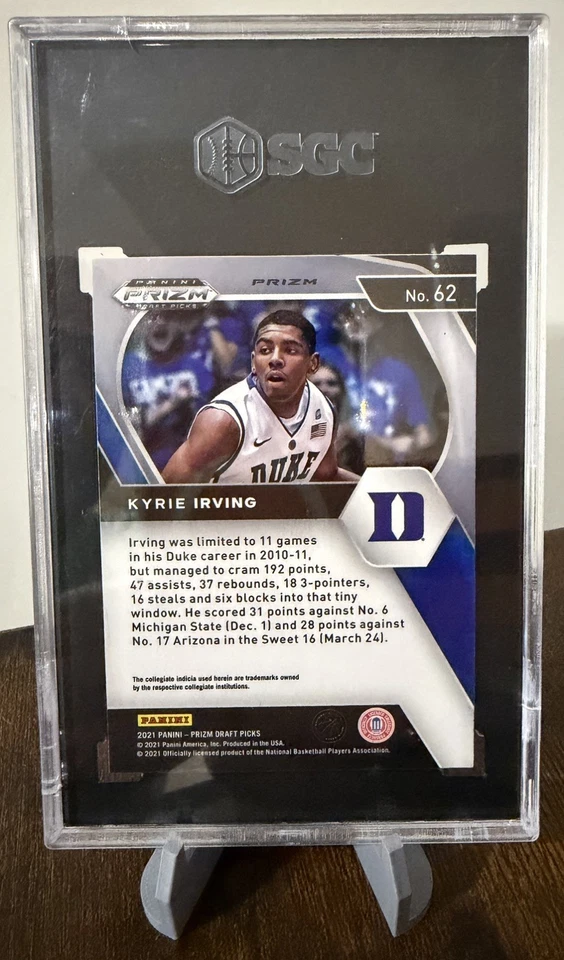 2021 Panini Prizm Kyrie Irving No62 Tiger Stripe оценка SGC 10 Duke Blue Devils - Изображение 2 из 2