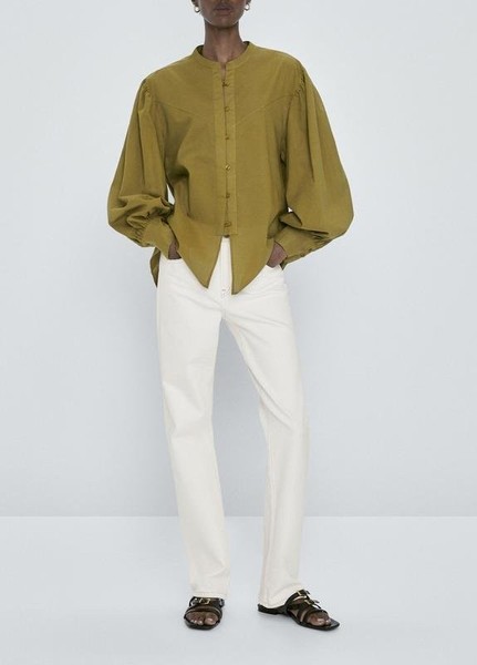 Women Massimo Dutti Shirt Khaki Cotton M