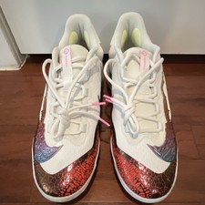 Nike React Metal Baseball Cleats White Orange...