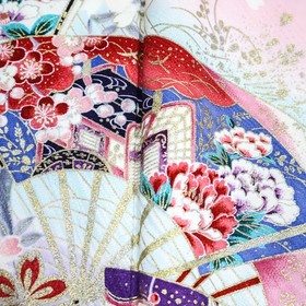 Japanese Vintage Kimono Furisode Silk Gold Auspicious Made in Japan eb-1999