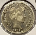 1898 Barber Dime 10C Silver US Coin - F/VF