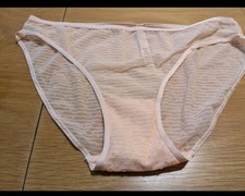 Victorias Secret Sheer Mesh Bikini Panties Sz M Orange Salmon Color