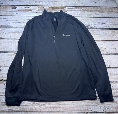 Odlo 1/4 Zip Pullover Sweater Mens XXL Black Fleece Long Sleeve Outdoor Ski