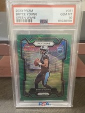 2023 Panini Prizm Bryce Young Rookie Green Wave Prizm #311 PSA 10 Panthers