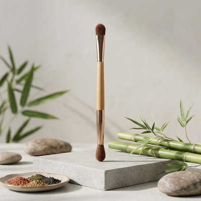 Two-in-One Lidschattenpinsel weiche Kunstfasern Holzgriff zur Kontrolle