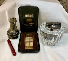Vintage Lighter Lot Decanter Style Beach Amusement Ronson Crystal Hadson Gold
