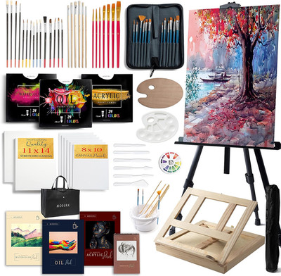 Large Deluxe Artist Painting Set, 141-Piece Professional Art Paint Supplies Kit 