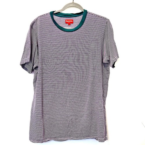 Supreme New York Purple Micro Stripe Green Ringer Tee Shirt Mens Large ...