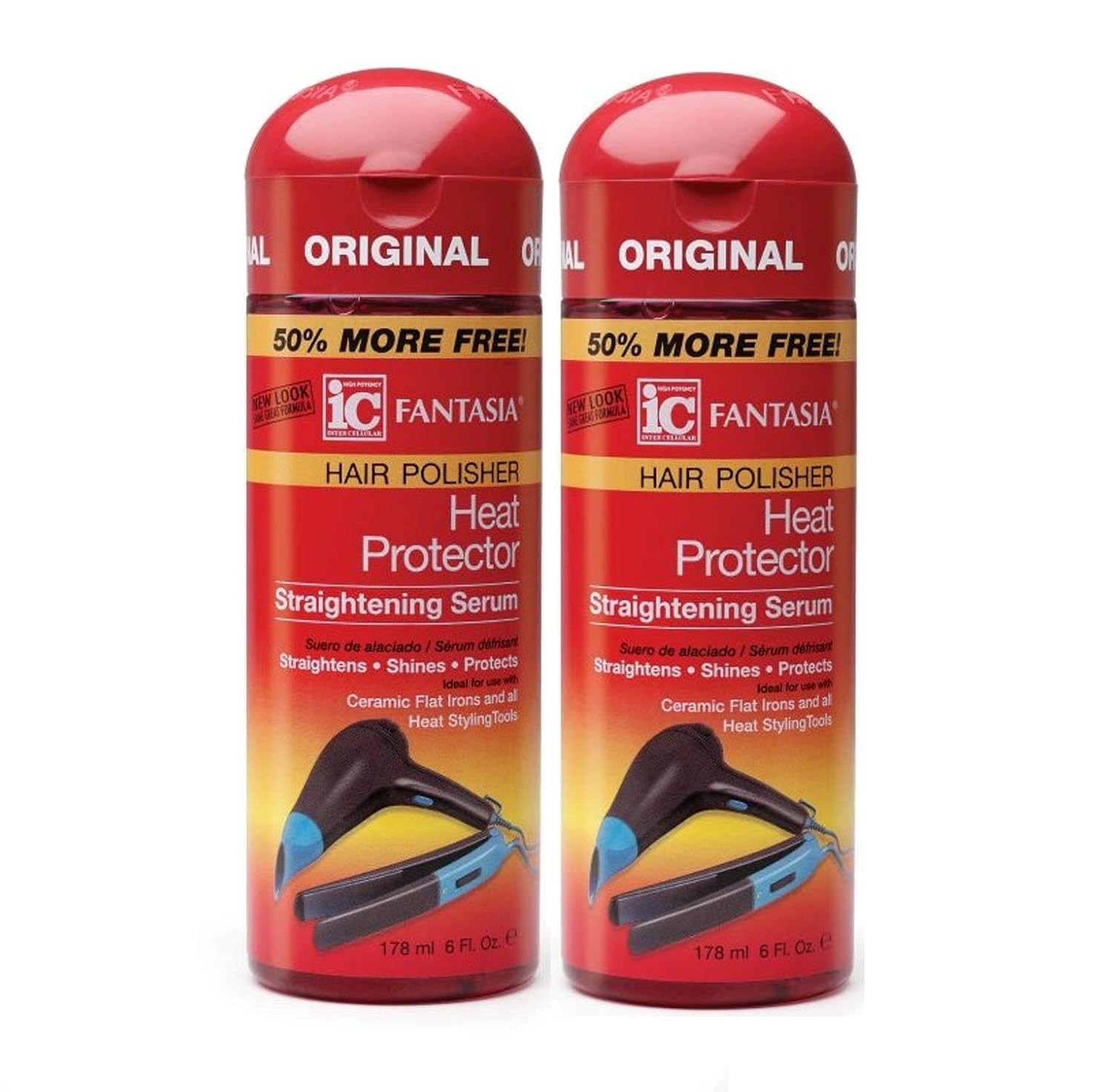 High Potency IC Heat Protector Straightening Serum, Hair Polisher, 6 Oz (Pack of