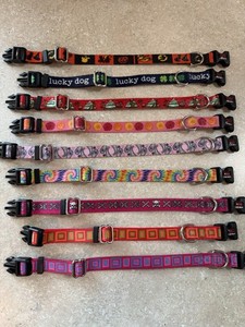 Lot of 9 Patterned & Seasonal Tuff Lock Small Dog Collars 5/8" Fits 9-13"