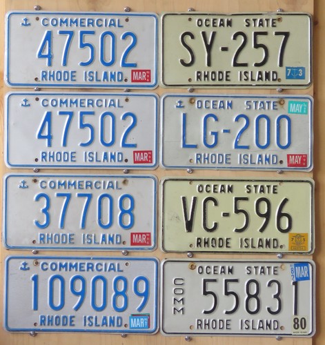 GROUP LOT OF 8 RHODE ISLAND license plates