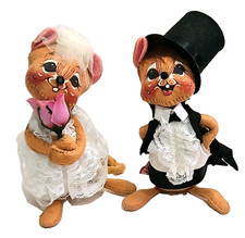 Annalee Mouse Bride and Groom 1994 Wedding Couple Collectible Poseable Newlyweds