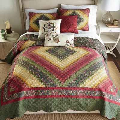 Contemporary Polyester Quilt with Spice Postage Stamp Design - 1-Piece King Size