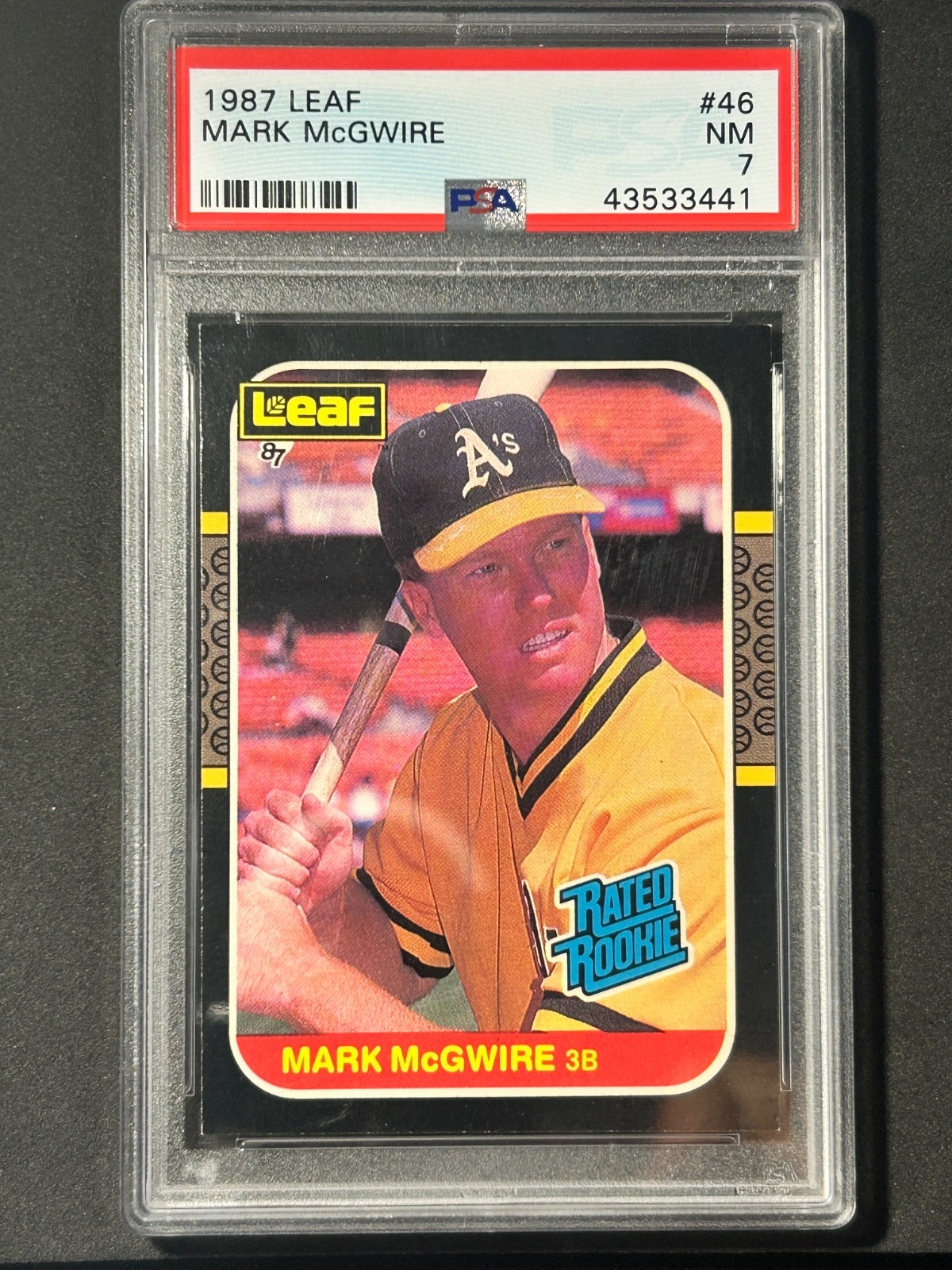 1987 Leaf Mark McGwire RC #46 Rated Rookie PSA 7 Near Mint
