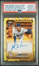 Yoshinobu Yamamoto 2024 Topps Chrome Gilded Rookie /75 #CGAYY. PSA 8, Auto 10