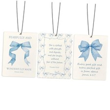 Coquette Blue Bow Bible Verse Air Freshener for Car, Cute Girly Christian Air