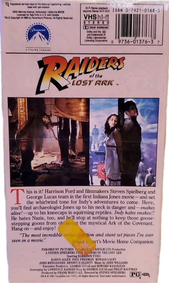 Raiders of the Lost Ark (VHS, 1989, Widescreen) - Image 2 of 3