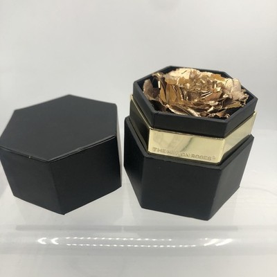 The Million Roses Brand Single Gold Tone Rose - Hexagonal Box - Free Shipping