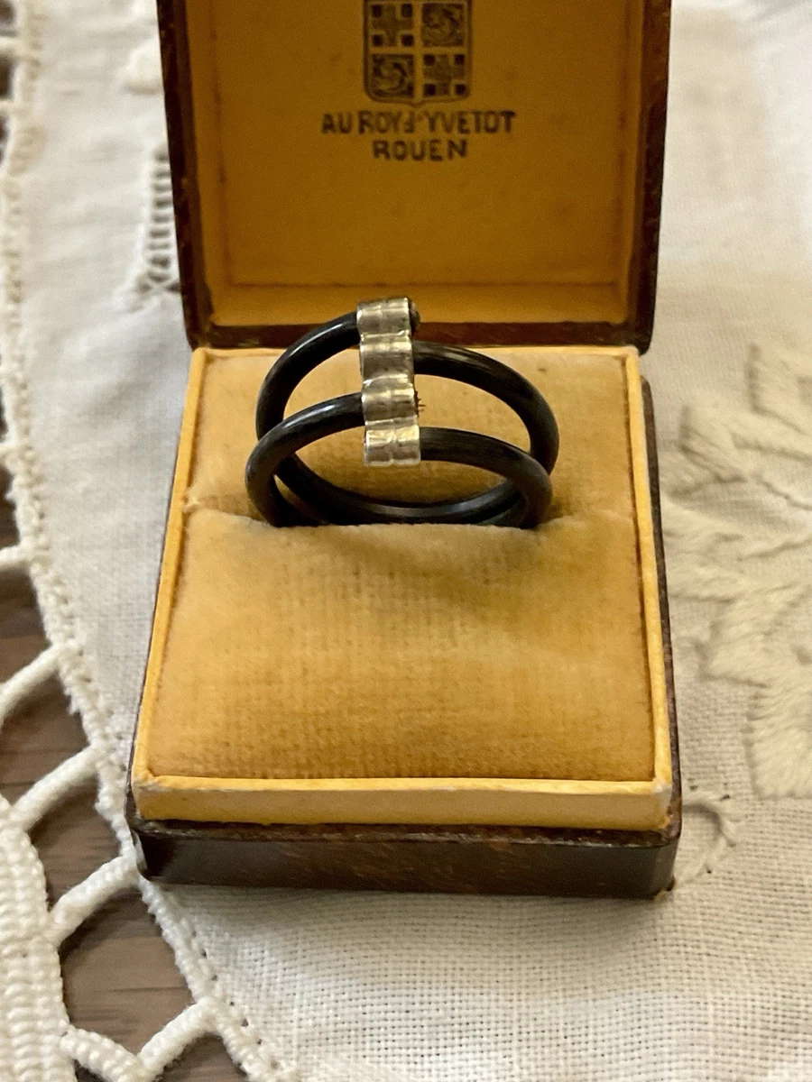 Bague Vintage Plaquée Argent Avec Brillants - Taille 61 - Occasion