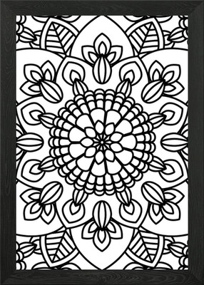 BW Floral Mandala Patt 04 Gerahmtes Wandbild Poster Leinwanddruck Bild