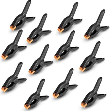 12 Pack Plastic Spring Clamps, 3.5inch Small Heavy Duty Clips for Crafts, Black
