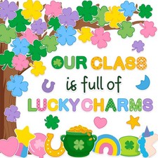 St. Patrick' s Day Classroom Tree Bulletin Board Decorations Lucky Charms Shamro